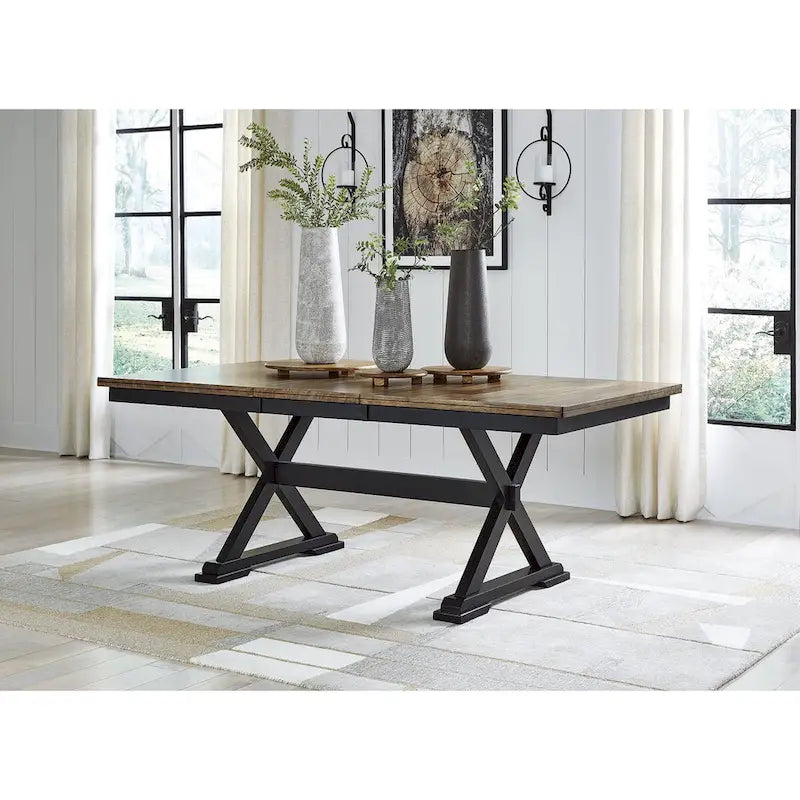 Signature Design by Ashley Wildenauer Brown/Black Dining Extension Table - 40 W x 78 D x 30.13 H