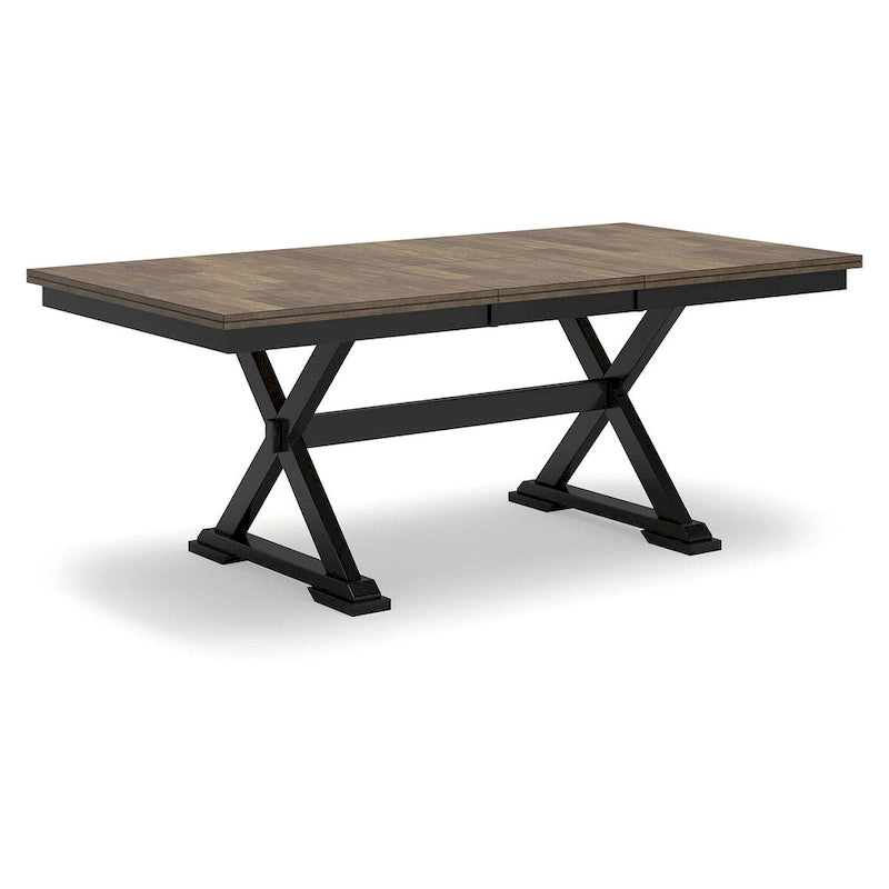 Brown and Black Extension Dining Table Seats 8