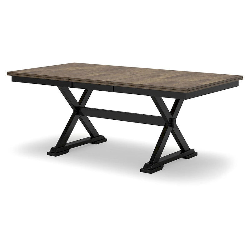 Brown and Black Extension Dining Table Seats 8