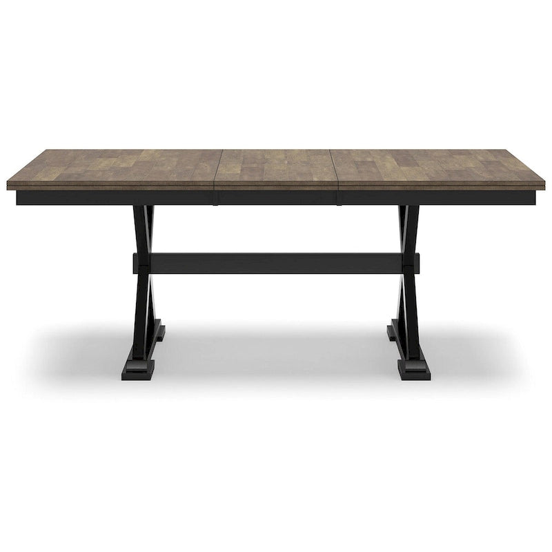 Brown and Black Extension Dining Table Seats 8