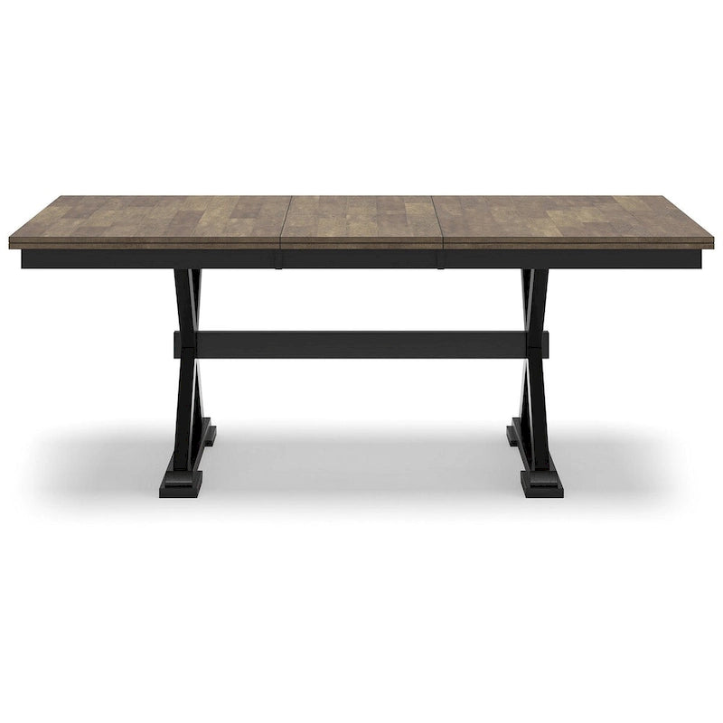 Brown and Black Extension Dining Table Seats 8