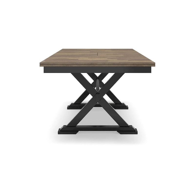 Brown and Black Extension Dining Table Seats 8