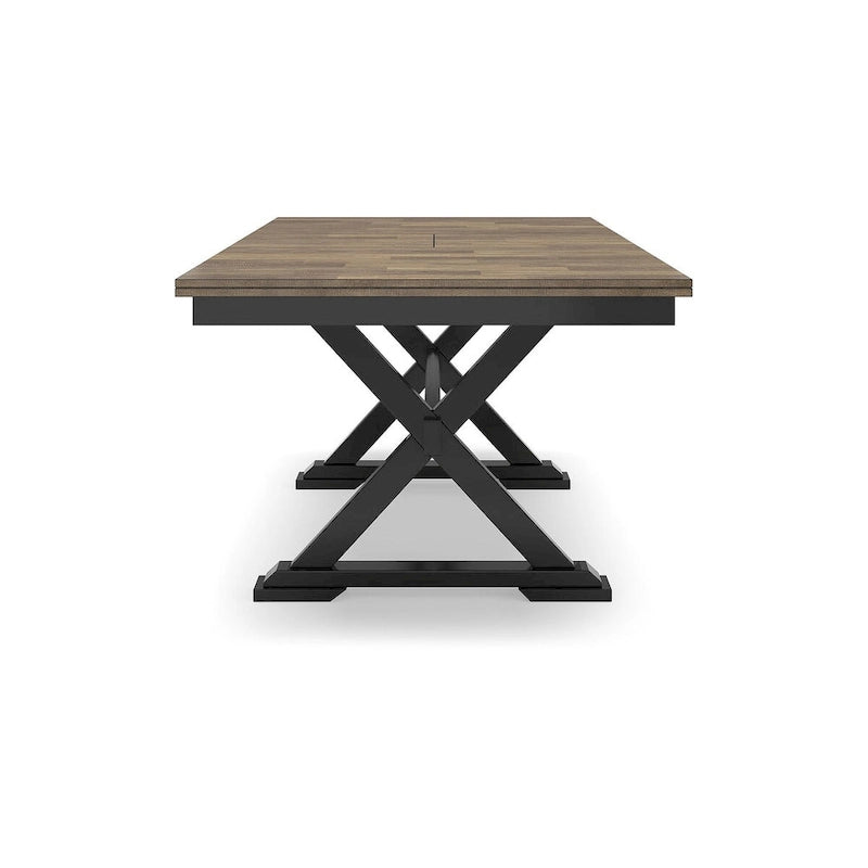Brown and Black Extension Dining Table Seats 8