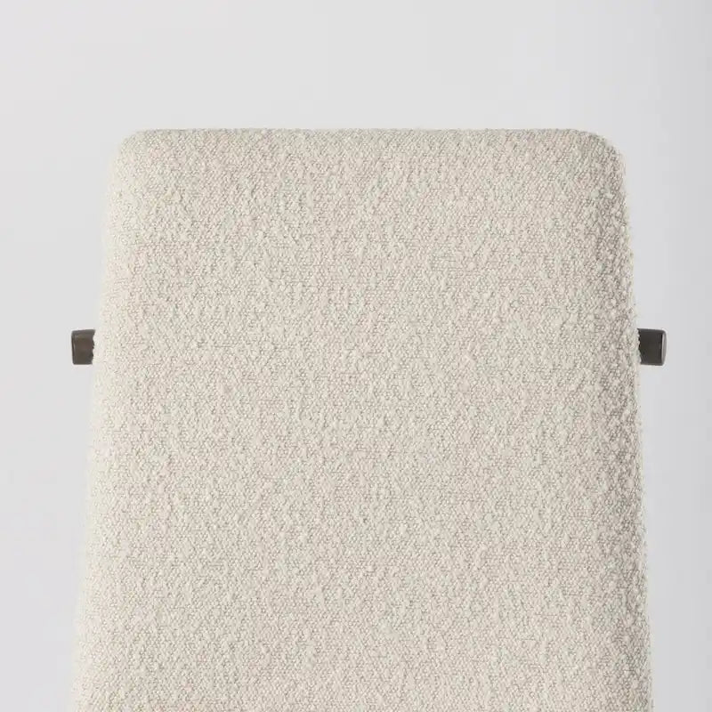 Cream Boucle Upholstered Dining Chair with Dark Brown Wood Frame