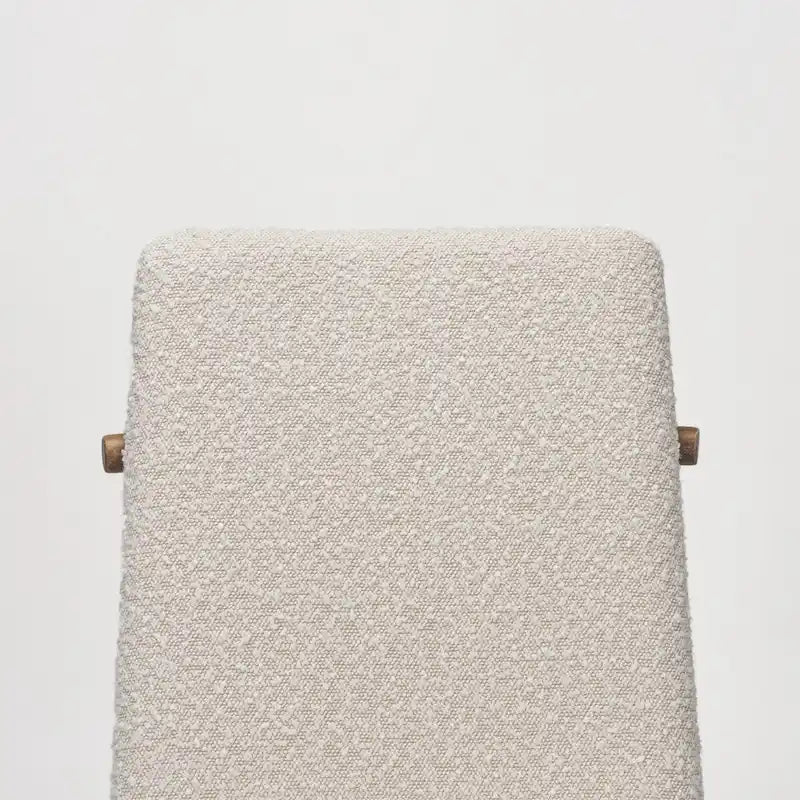 Cream Boucle Upholstered Dining Chair with Dark Brown Wood Frame
