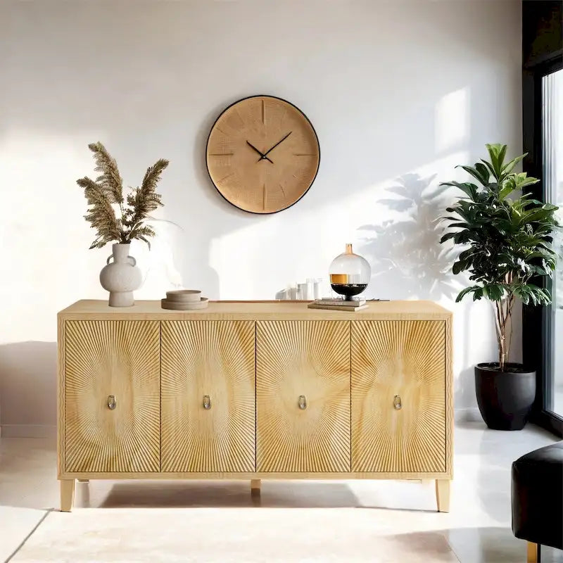 Vintage 4 Door Storage Cabinet,Dining Sideboard,Large Buffet