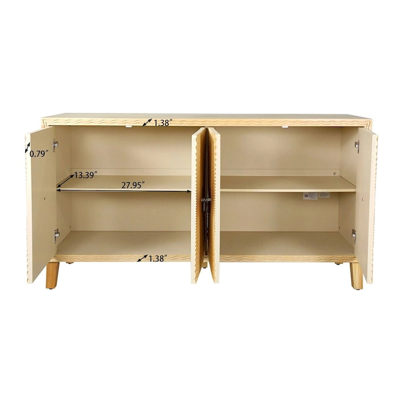 Vintage 4 Door Storage Cabinet,Dining Sideboard,Large Buffet