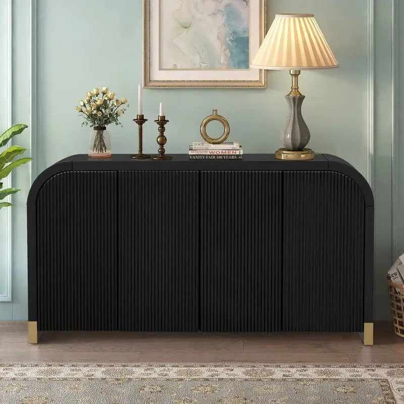 60 Curved Corner Cabinet Sideboard with Adjustable Shelves