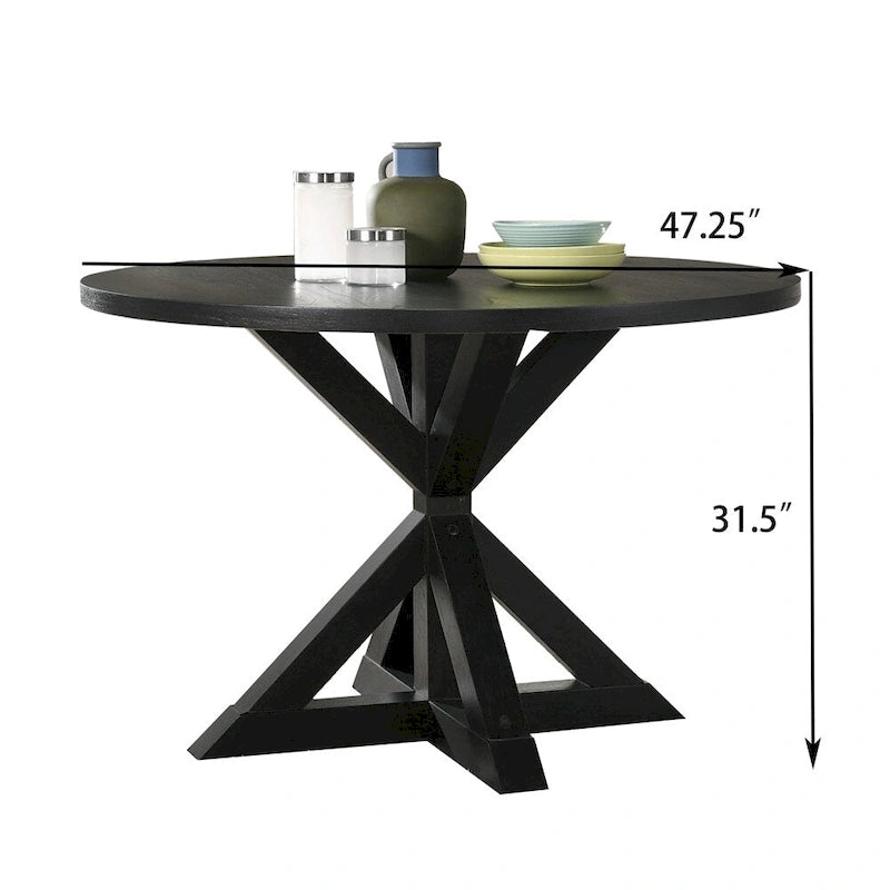 Cross-Buck Base Dining Table in Black