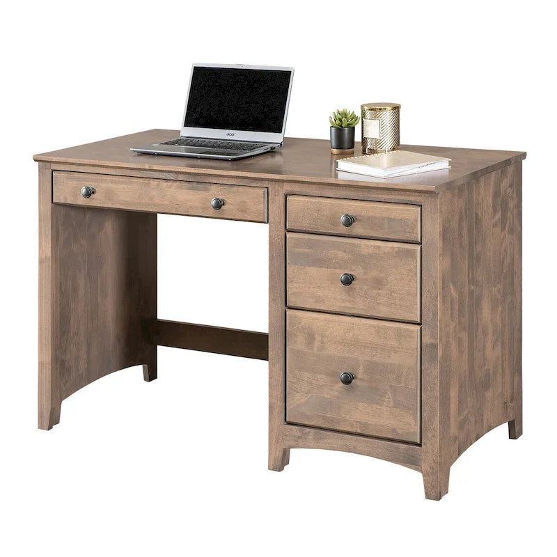 Solid Wood Desk with 4 Drawers - Natural Finish