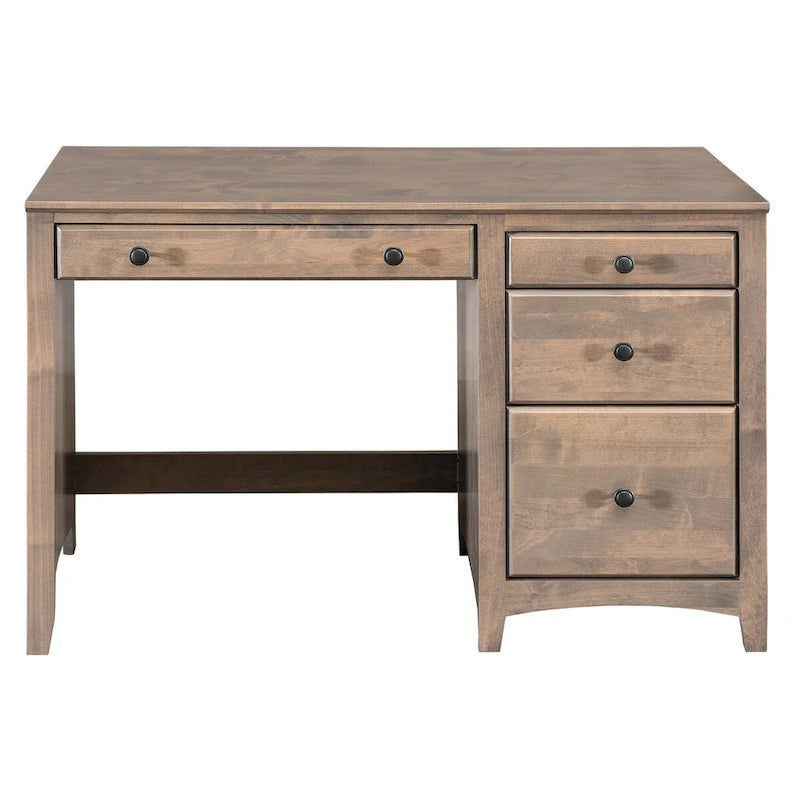Solid Wood Desk with 4 Drawers - Natural Finish