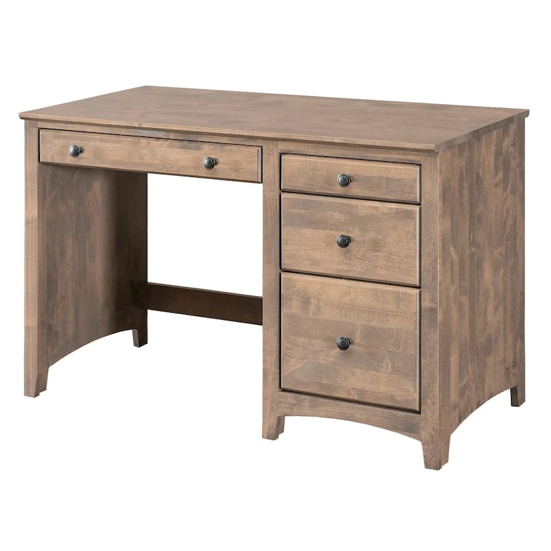 Solid Wood Desk with 4 Drawers - Natural Finish
