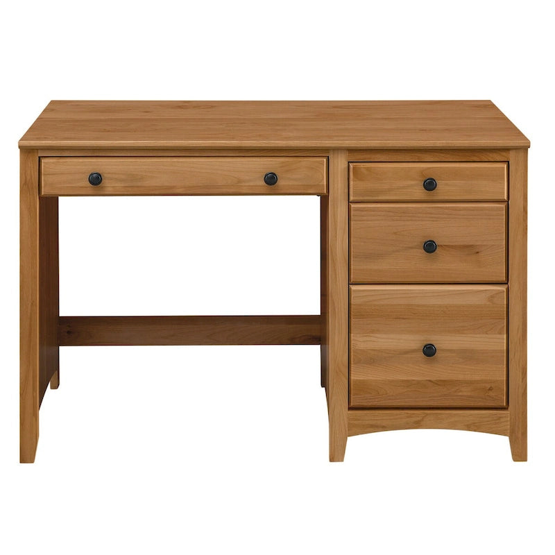 Solid Wood Desk with 4 Drawers - Natural Finish