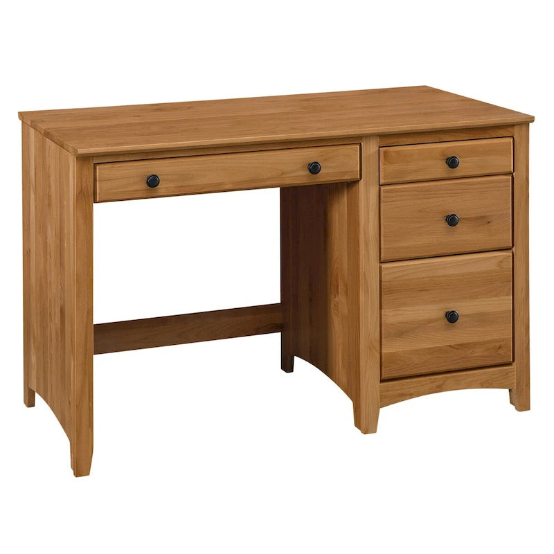 Solid Wood Desk with 4 Drawers - Natural Finish