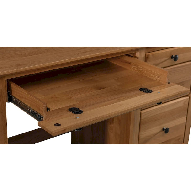 Solid Wood Desk with 4 Drawers - Natural Finish