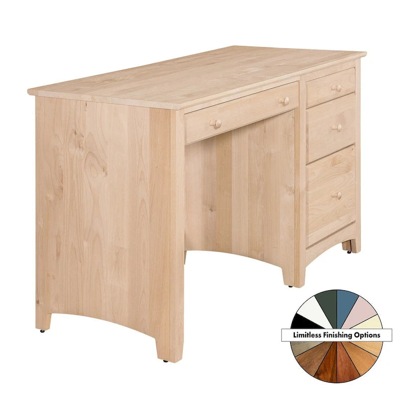 Solid Wood Desk with 4 Drawers - Natural Finish