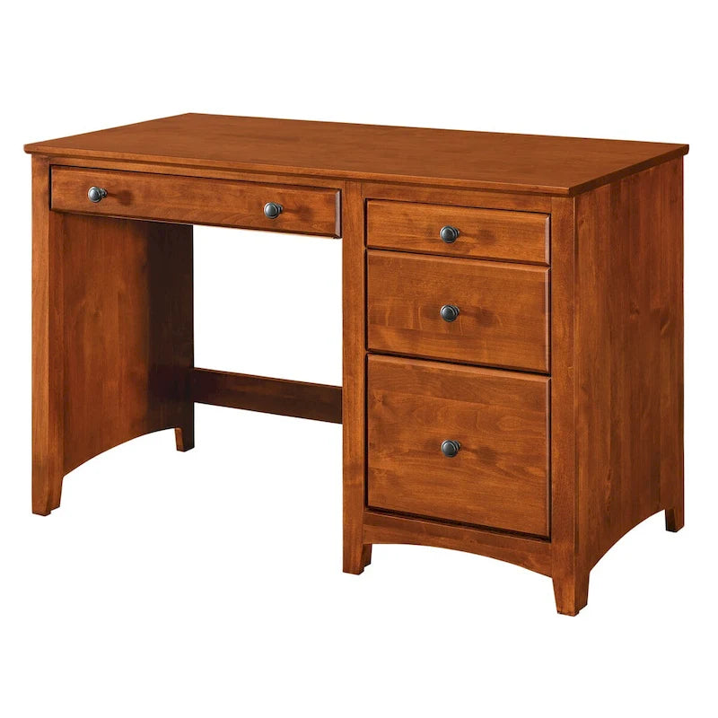 Solid Wood Desk with 4 Drawers - Natural Finish