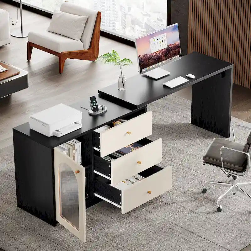 47 Inches Reversible L Shaped Computer Desk for Home Office