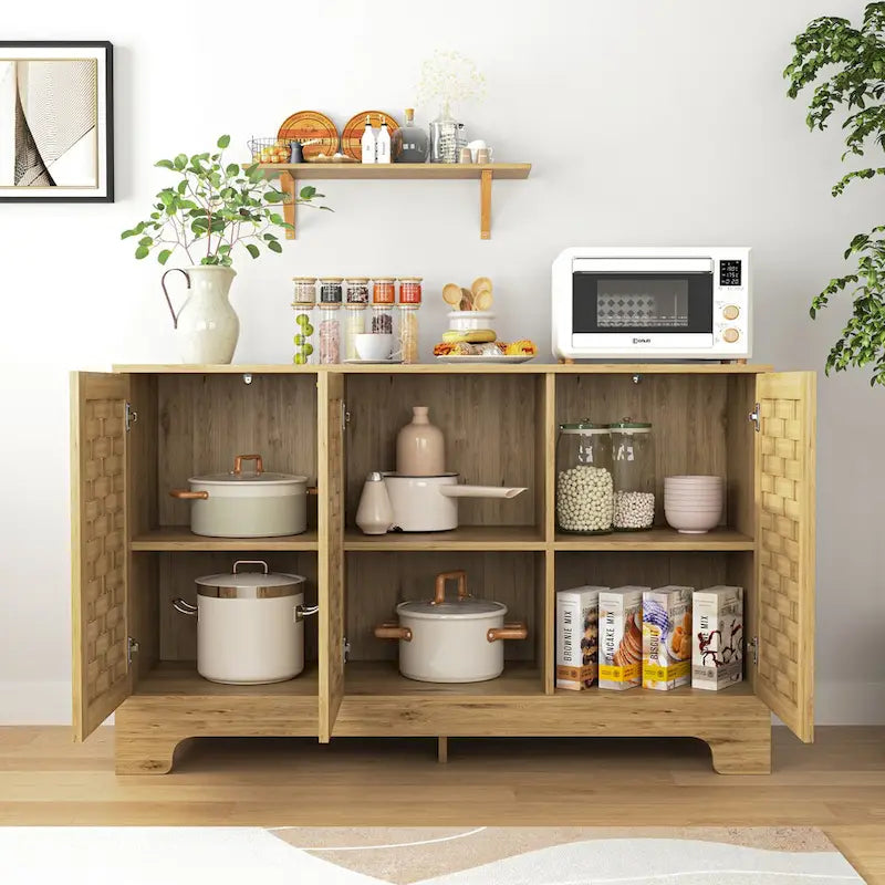 Wood Sideboard Buffet Storage with Adjustable Shelf