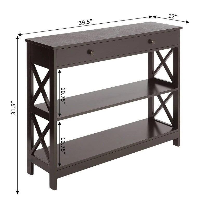 1 Drawer Console Table with Shelves - 11.75D x 39.25W x 31.5H