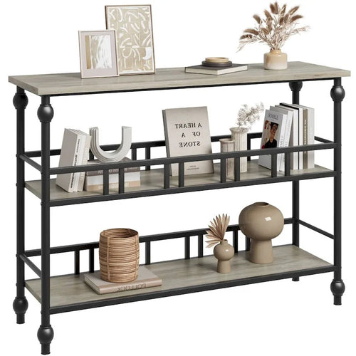 3-Tier Narrow Console Table for Entryway with Shelves