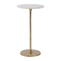 Round Marble Top Side Table - White/Gold - 24" H