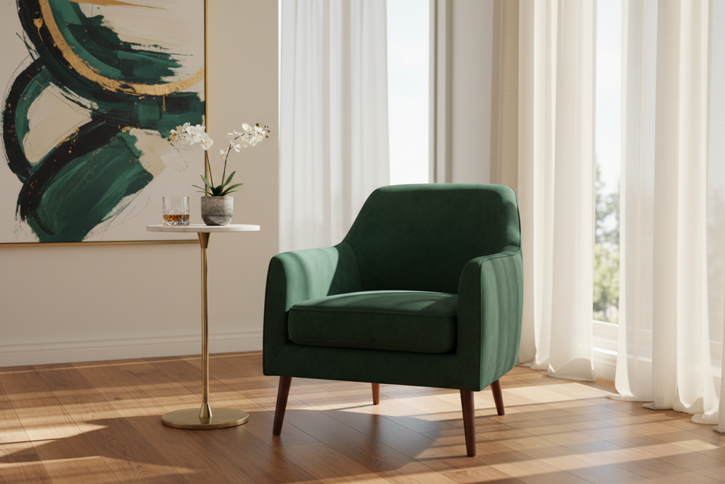 Round Marble Top Side Table - White/Gold - 24" H