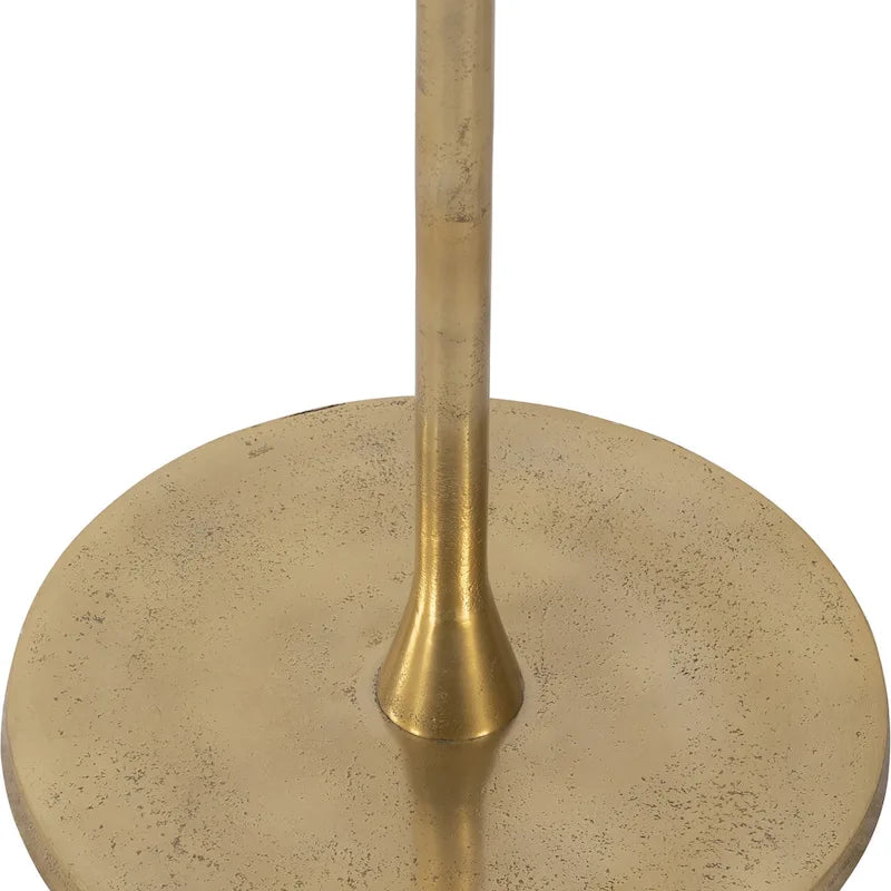 Round Marble Top Side Table - White/Gold - 24" H