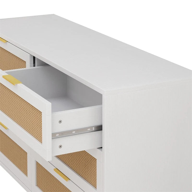 51.18 6-Drawers Rattan Storage Cabinet Rattan Drawer,for Bedroom