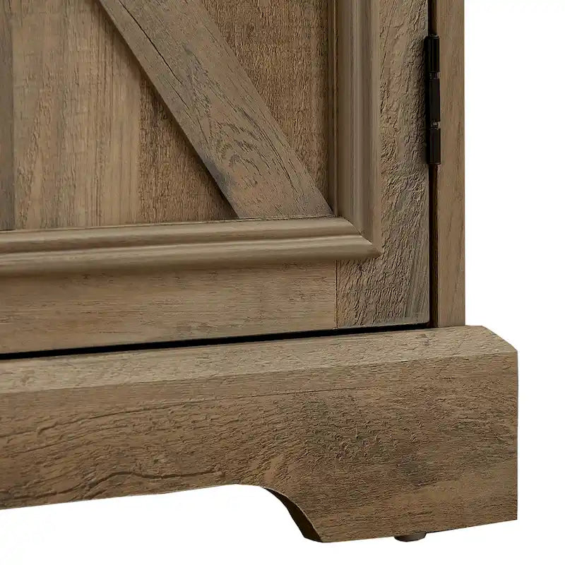 Barn Door Buffet Bar Cabinet With Drawers And Storage Shelves