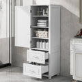 Tall Bathroom Storage Cabinet with 2 Drawers - White Freestanding