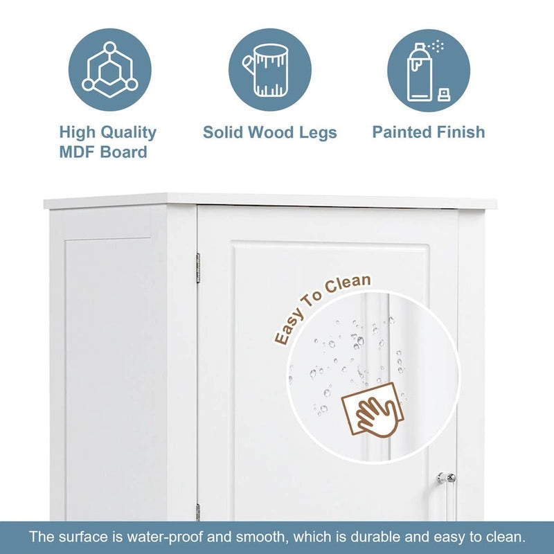 Tall Bathroom Storage Cabinet with 2 Drawers - White Freestanding