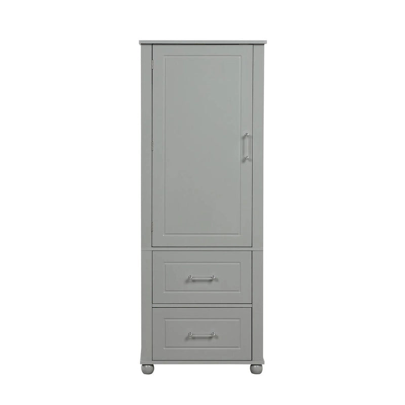 Tall Bathroom Storage Cabinet with 2 Drawers - White Freestanding