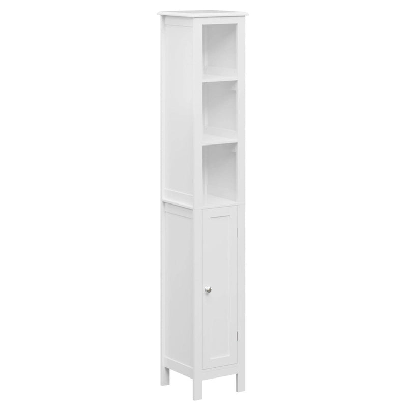 67 Tall Bathroom Storage Cabinet with Adjustable Shelves 1 Doors Freestanding Cabinet with Anti-Tip Open compartments in White