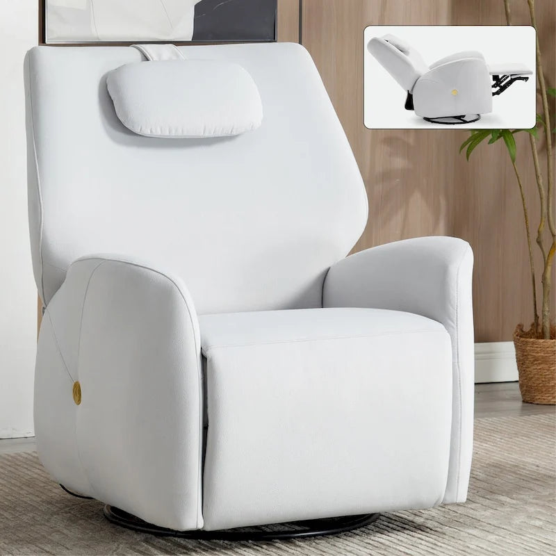 Swivel & Rocker Power Recliner Chair with Lumbar and Neck Support Pillow, USB, Type-C Ports