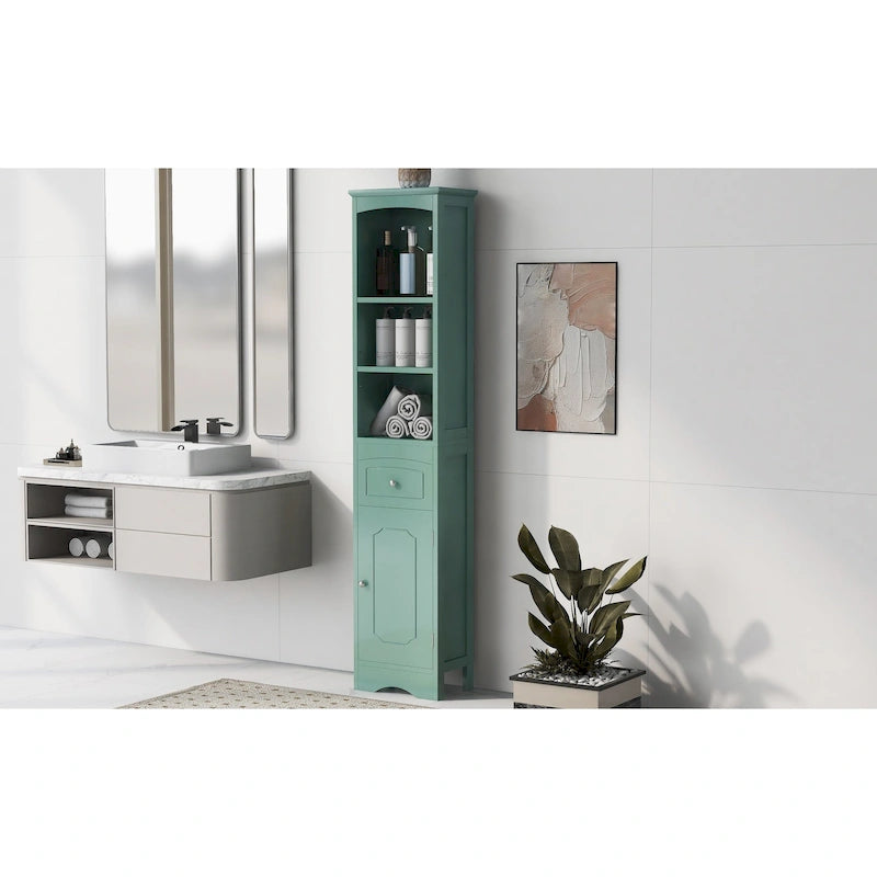 Tall Bathroom Cabinet, Freestanding Storage Cabinet with Drawer, MDF Board, Adjustable Shelf