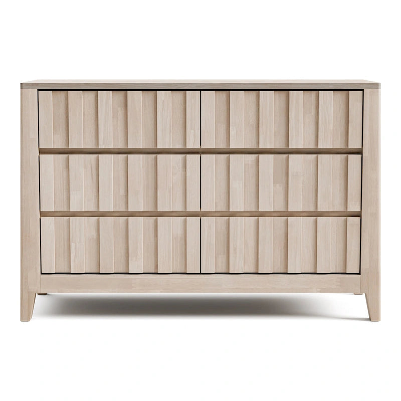 Furniture of America Seren Mid-Century Modern Off-White Solid Wood 6-Drawer Double Dresser